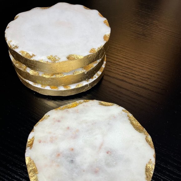 American Atelier Other - Set of 4 Genuine Marble & Gold Coasters✨